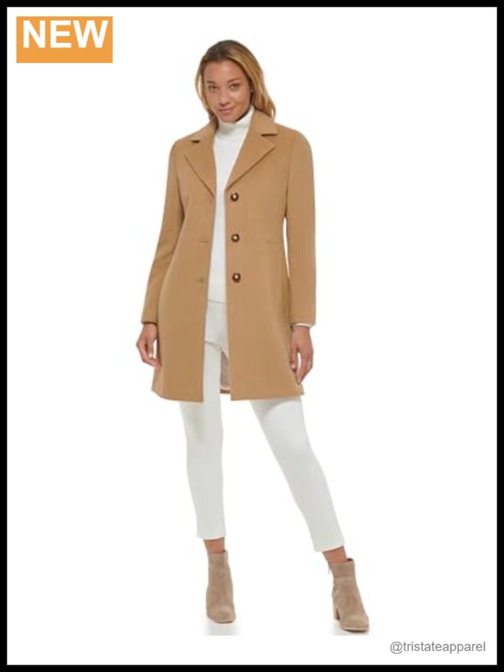 Wool Blend Cashmere Overcoat Long Sleeve Notch Collar Classic Fit